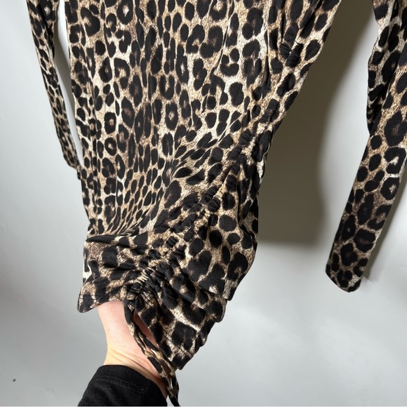 NWT Michael Michael Kors Leopard Animal Print Square Neck Long Sleeve Top Small - Picture 7 of 13